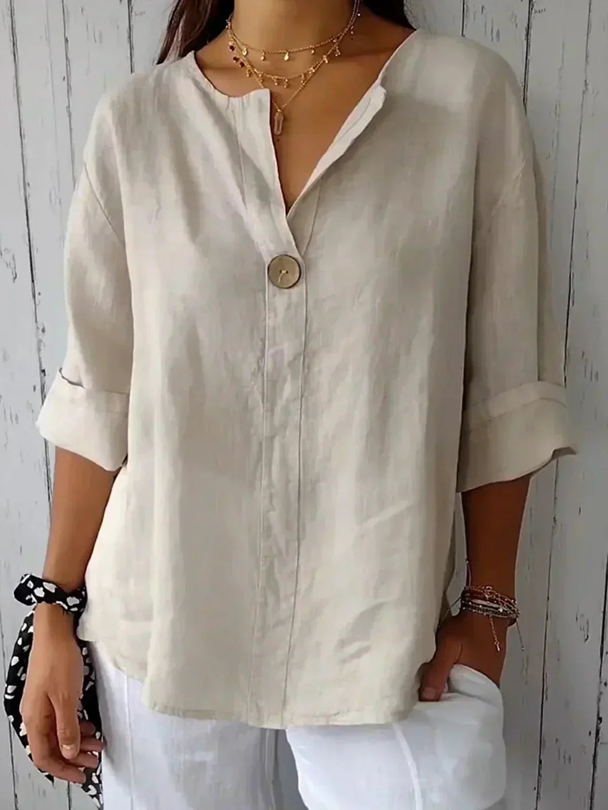 CALANTHA | Casual V-neck Blouse