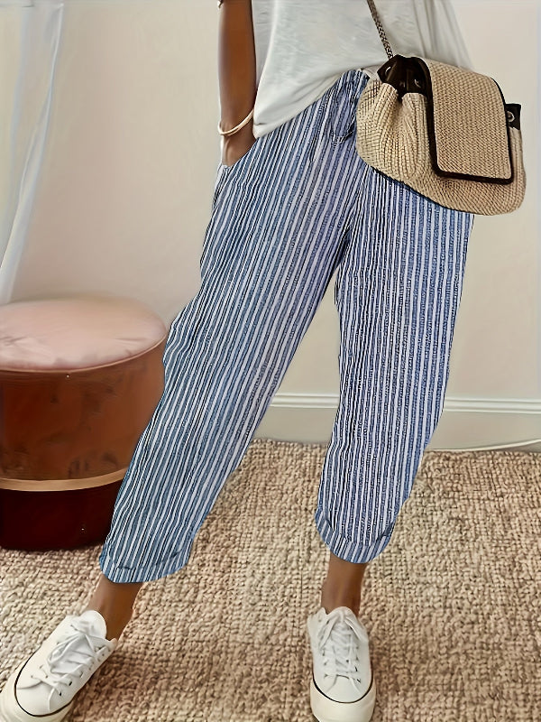 CANDICE | Striped pants with side pocket and drawstring
