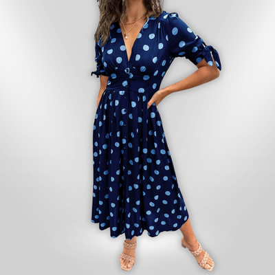 MINA | V-neck dress with dots