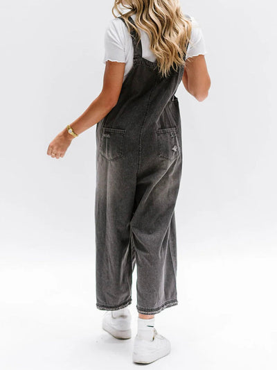 LISA | Loose Fit Distressed Denim Overalls