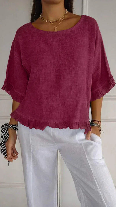 ODETTE | Ruffle Hem Linen Top