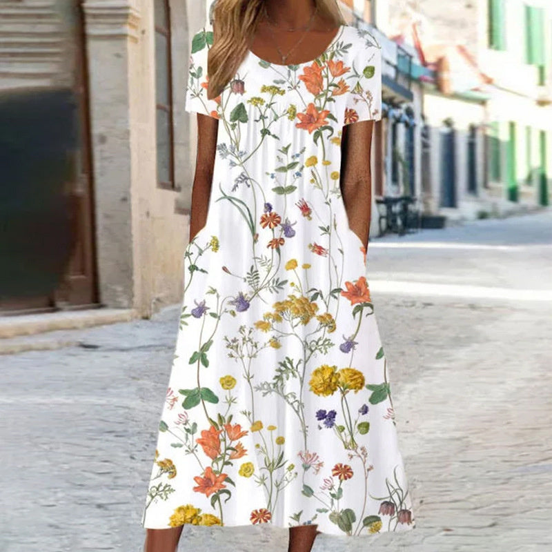 ISABELLA | Boho Floral Dress with Belly Cover