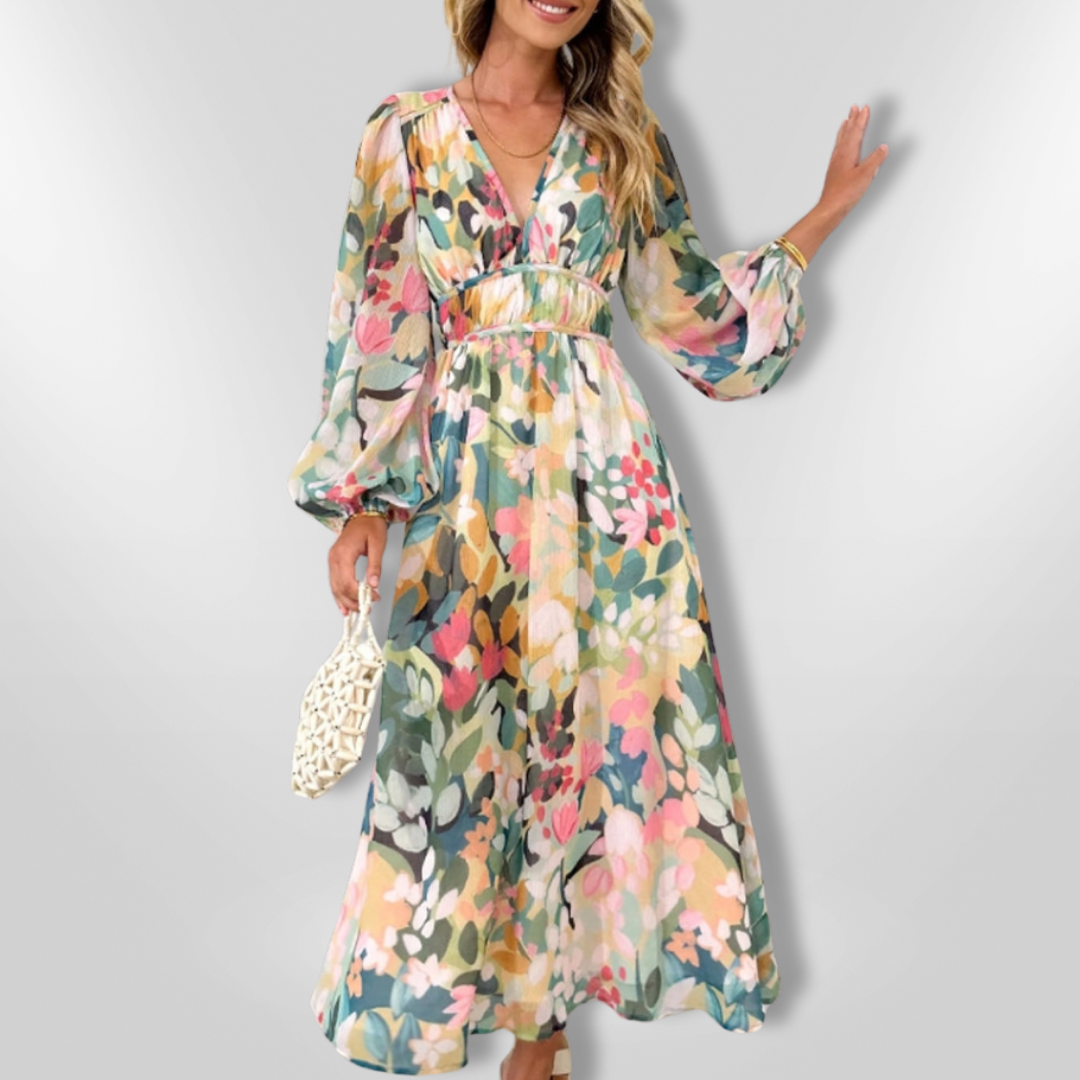 ELVONE | Elegant Floral Midi Dress