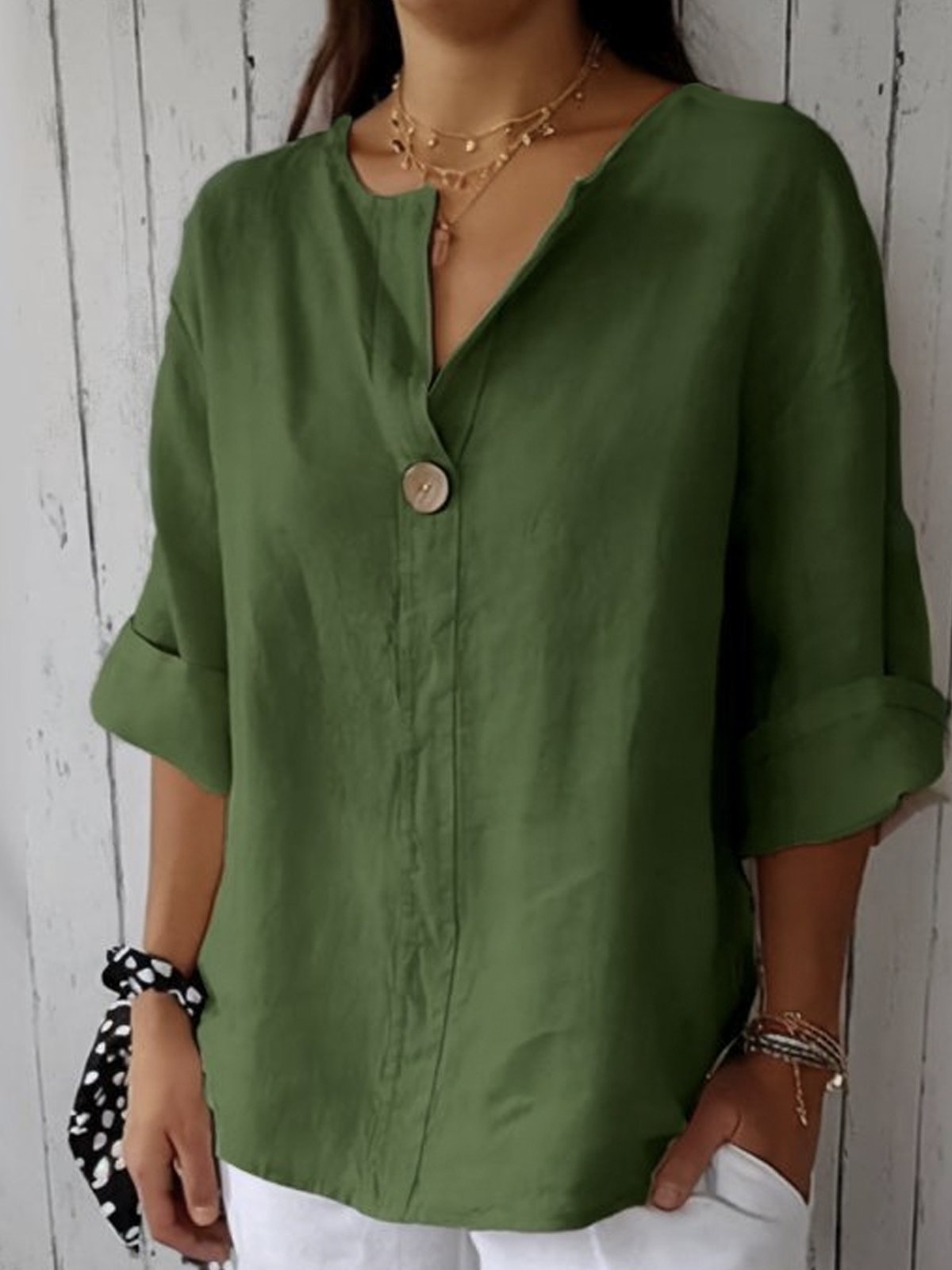 CALANTHA | Casual V-neck Blouse