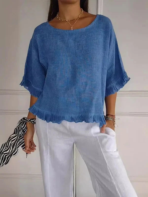 ODETTE | Ruffle Hem Linen Top