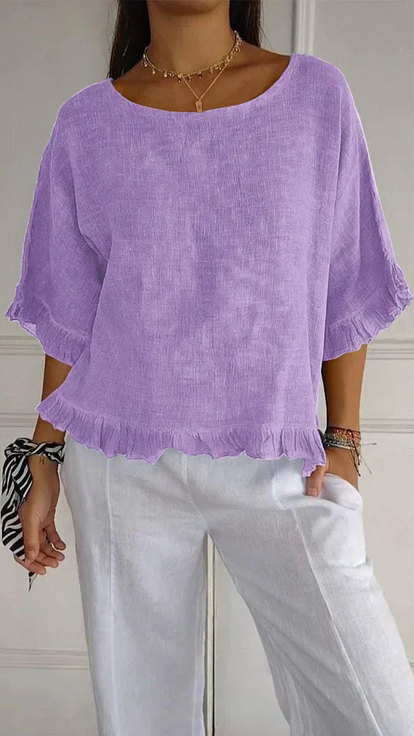 ODETTE | Ruffle Hem Linen Top