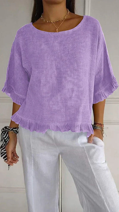 ODETTE | Ruffle Hem Linen Top