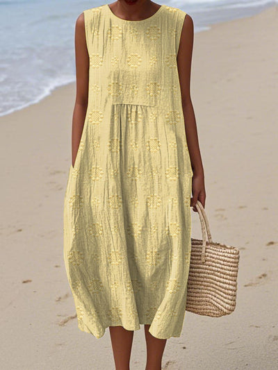 AIKATERINI | Elegant Sleeveless Cotton Dress With Pockets