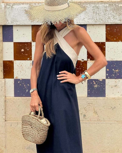 SIENNA | Elegant Backless Dress with Fashionable Crossover Neck
