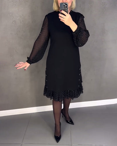 ELIANA | Elegant Sheer Sleeve Dress with Flattering Cut for Fall Occasions