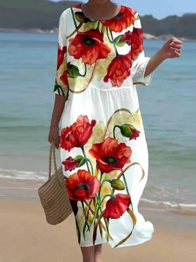 JELENA | Elegant Tummy-Covering Floral Dress