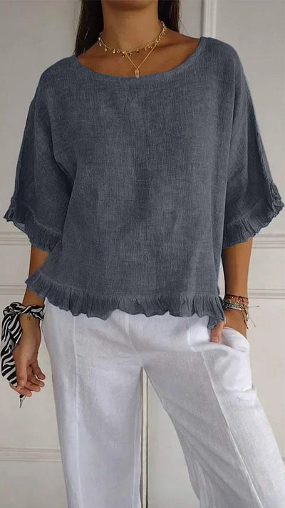 ODETTE | Ruffle Hem Linen Top