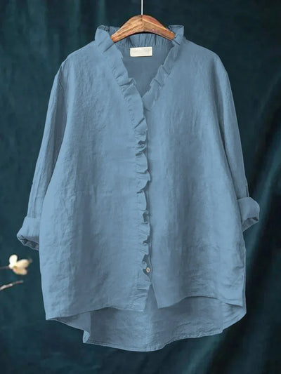 SANELA | Casual Ruffle Shirt in Cotton and Linen