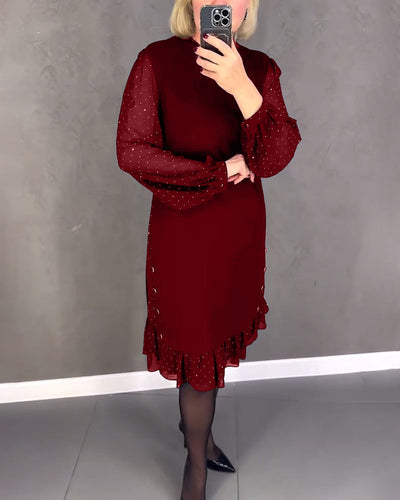 ELIANA | Elegant Sheer Sleeve Dress with Flattering Cut for Fall Occasions