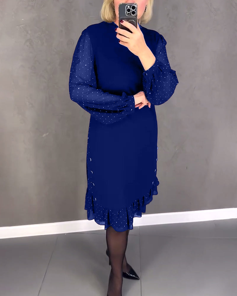 ELIANA | Elegant Sheer Sleeve Dress with Flattering Cut for Fall Occasions