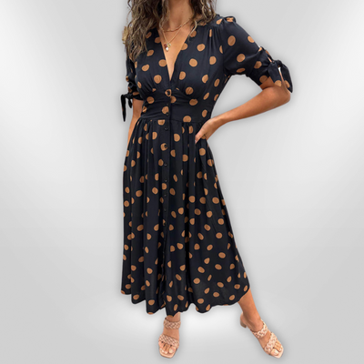 MINA | V-neck dress with dots