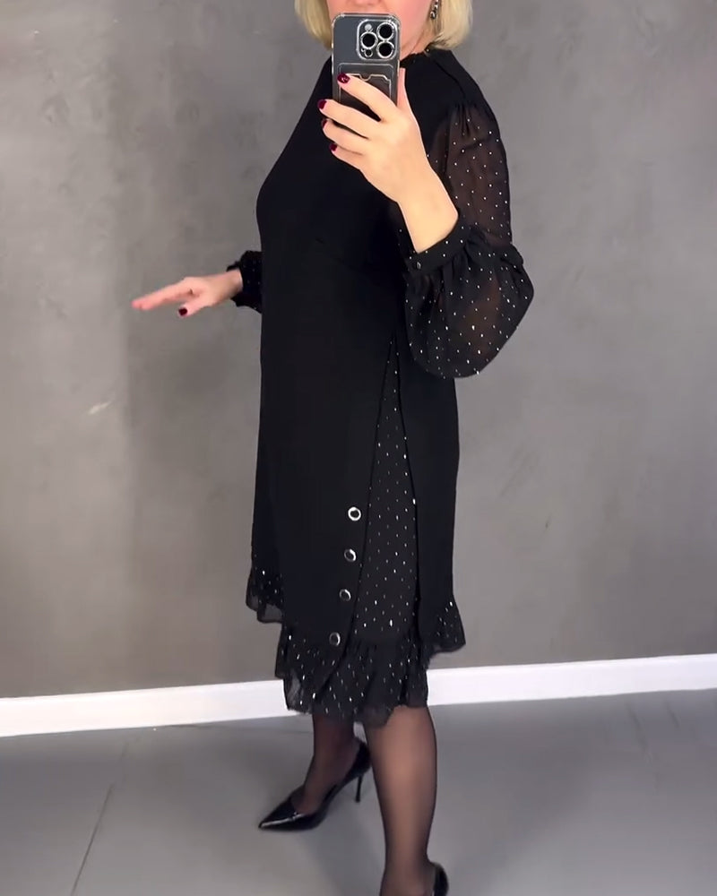 ELIANA | Elegant Sheer Sleeve Dress with Flattering Cut for Fall Occasions