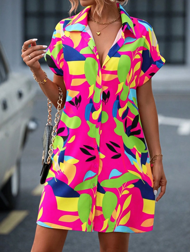 TIANA | Printed Button-Down Dress