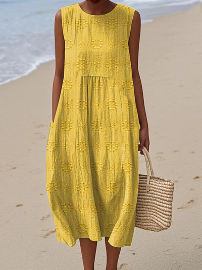 AIKATERINI | Elegant Sleeveless Cotton Dress With Pockets