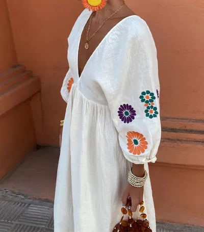 MAELLE | Long Embroidered Dress