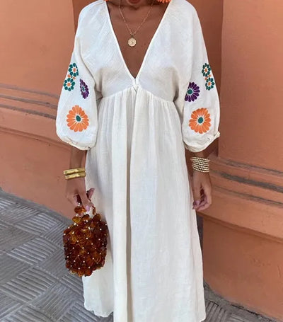 MAELLE | Long Embroidered Dress