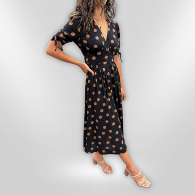 MINA | V-neck dress with dots
