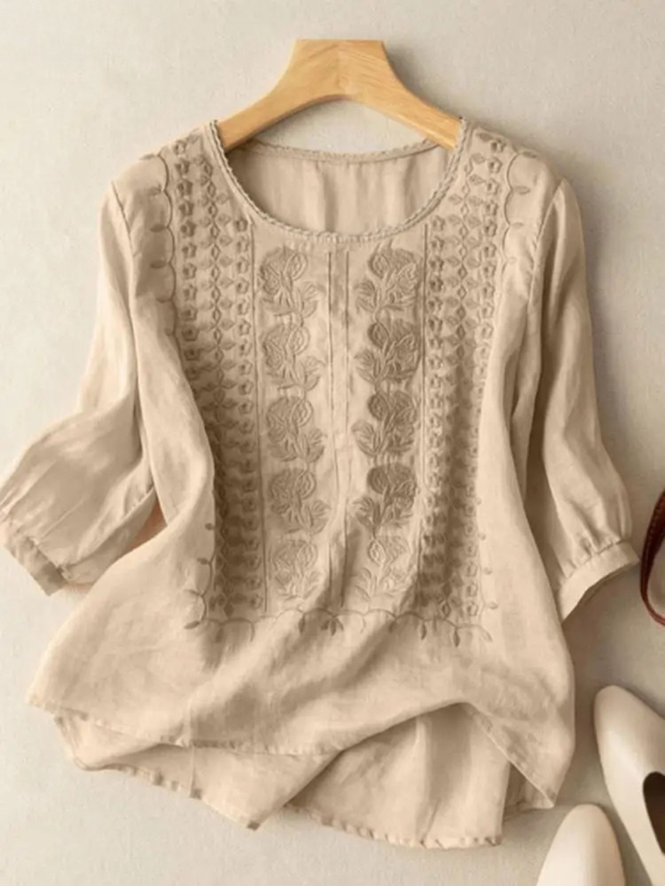 FLORENCE | Embroidered Cotton Boho Blouse (Small Fit)