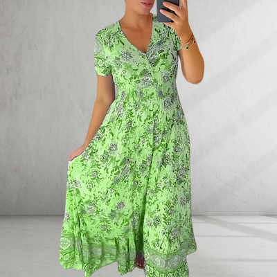 SIENNA | Print Cozy V-neck Long Dress