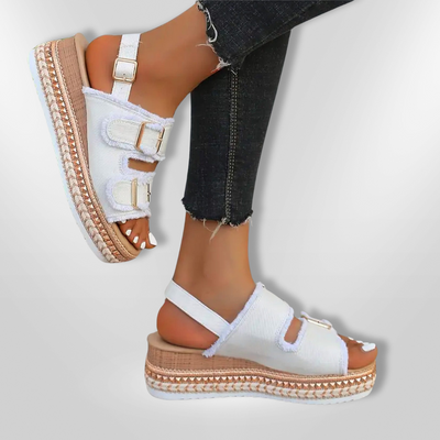 ELENA | Denim sleehak sandalen