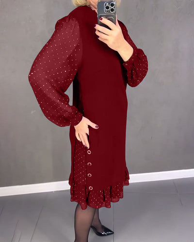 ELIANA | Elegant Sheer Sleeve Dress with Flattering Cut for Fall Occasions