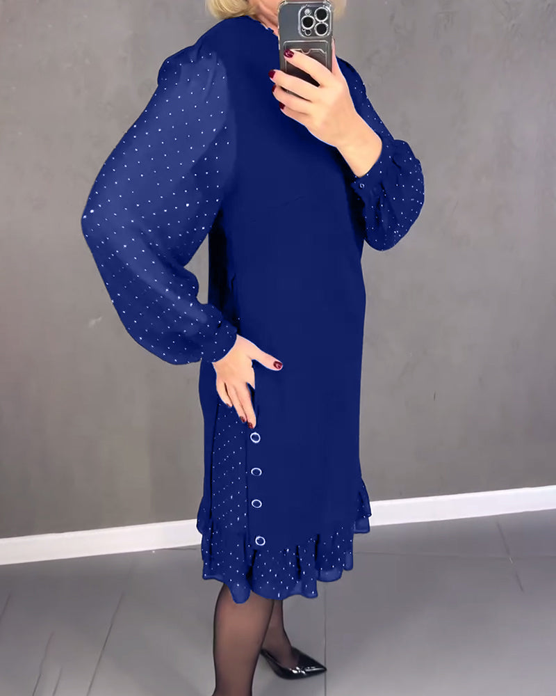 ELIANA | Elegant Sheer Sleeve Dress with Flattering Cut for Fall Occasions