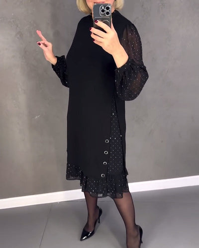 ELIANA | Elegant Sheer Sleeve Dress with Flattering Cut for Fall Occasions