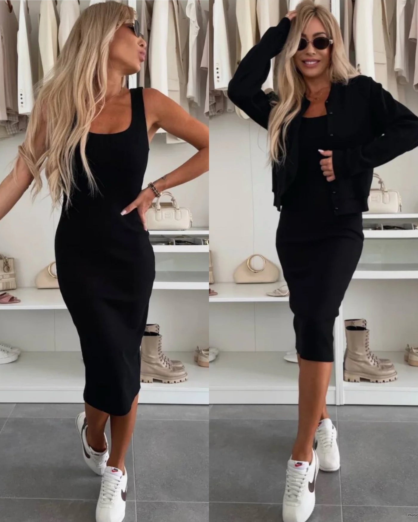 KARINA | Rib-knit midi dress & bomber jacket set