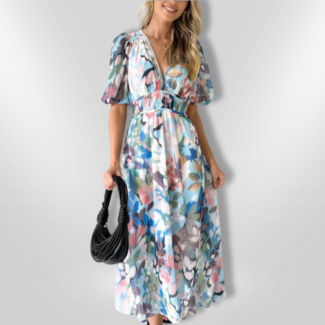 ELVONE | Elegant Floral Midi Dress