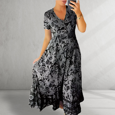 SIENNA | Print Cozy V-neck Long Dress