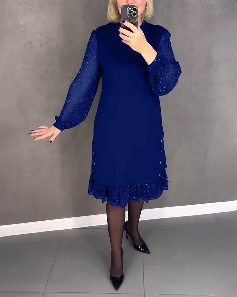 ELIANA | Elegant Sheer Sleeve Dress with Flattering Cut for Fall Occasions