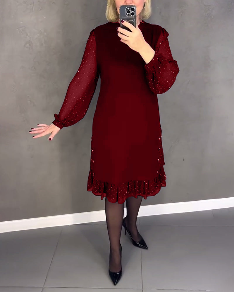 ELIANA | Elegant Sheer Sleeve Dress with Flattering Cut for Fall Occasions