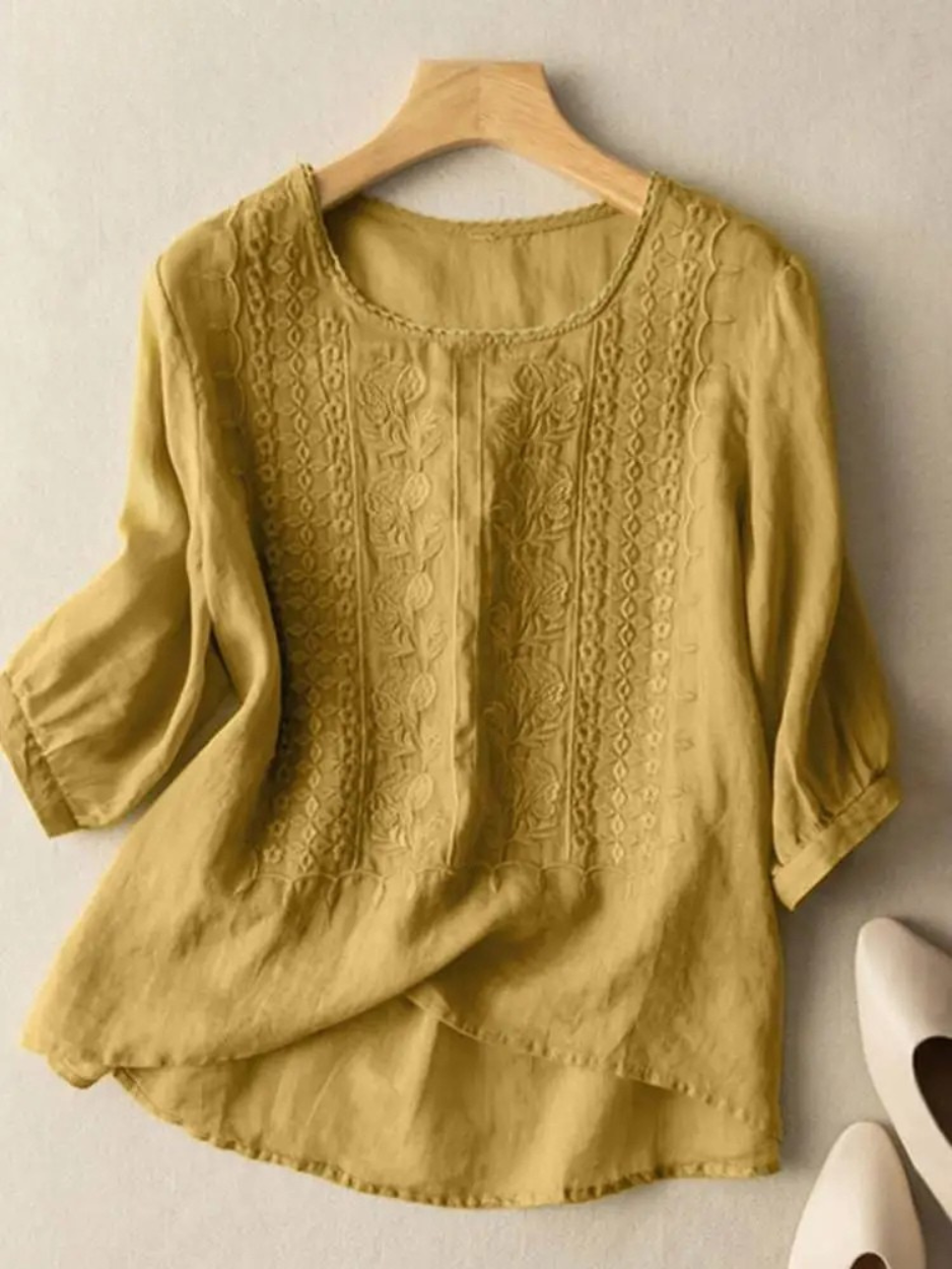 FLORENCE | Embroidered Cotton Boho Blouse (Small Fit)