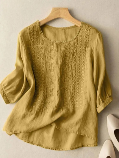 FLORENCE | Embroidered Cotton Boho Blouse (Small Fit)