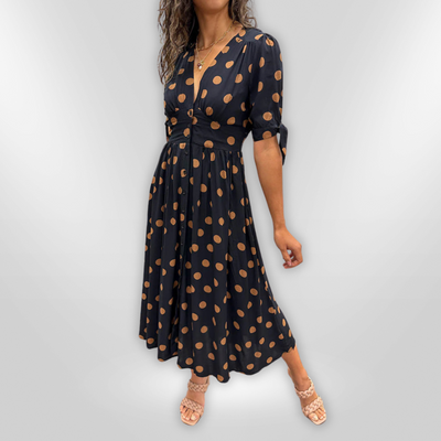 MINA | V-neck dress with dots