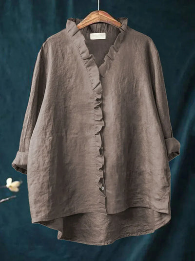SANELA | Casual Ruffle Shirt in Cotton and Linen