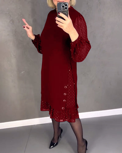 ELIANA | Elegant Sheer Sleeve Dress with Flattering Cut for Fall Occasions