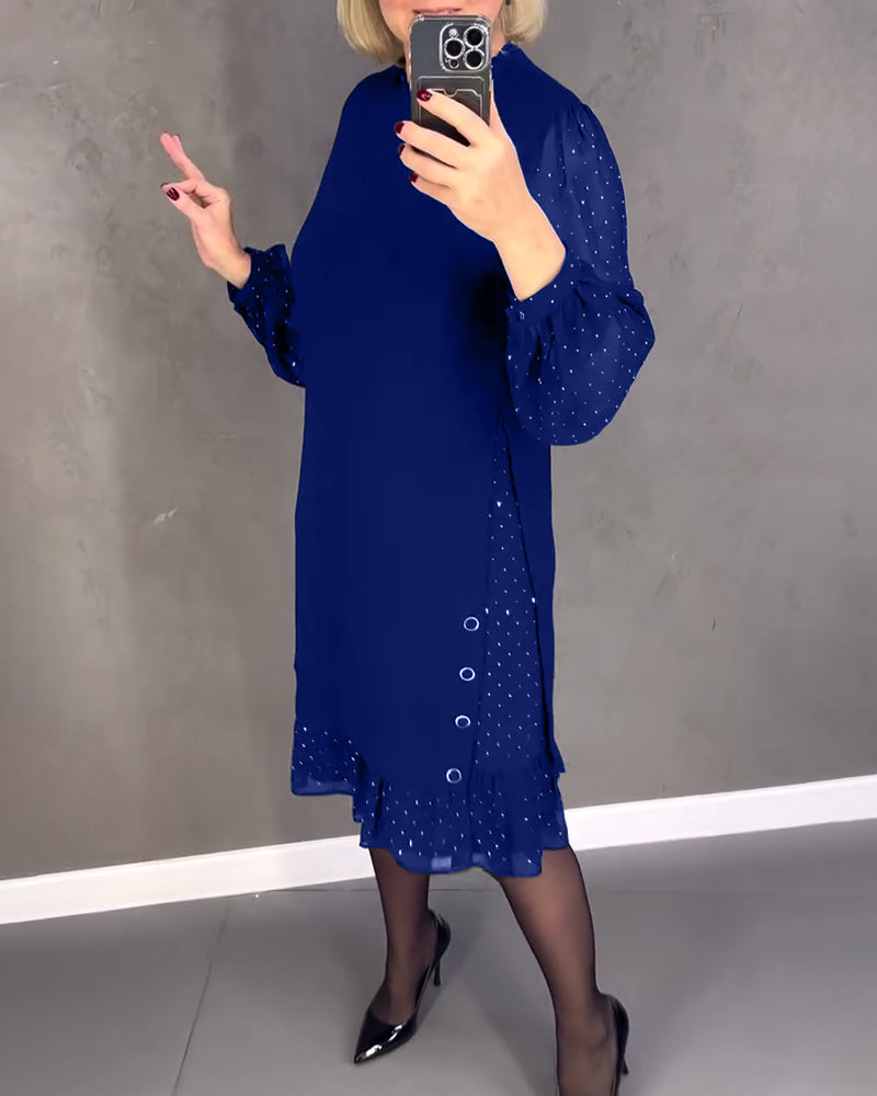 ELIANA | Elegant Sheer Sleeve Dress with Flattering Cut for Fall Occasions