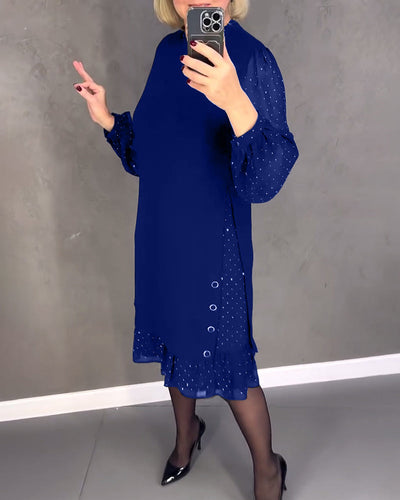 ELIANA | Elegant Sheer Sleeve Dress with Flattering Cut for Fall Occasions