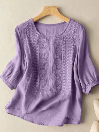 FLORENCE | Embroidered Cotton Boho Blouse (Small Fit)