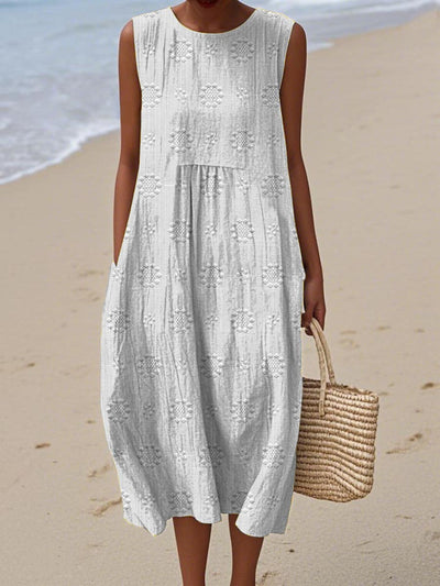 AIKATERINI | Elegant Sleeveless Cotton Dress With Pockets
