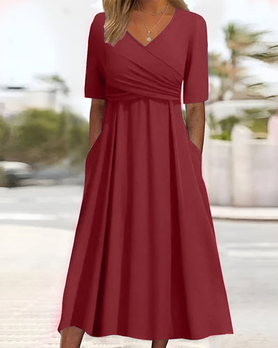 LYNN | Crossover Dress With Short Sleeves