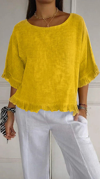 ODETTE | Ruffle Hem Linen Top