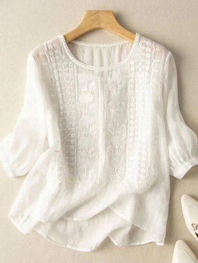 FLORENCE | Embroidered Cotton Boho Blouse (Small Fit)