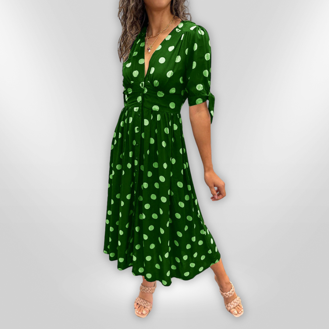 MINA | V-neck dress with dots